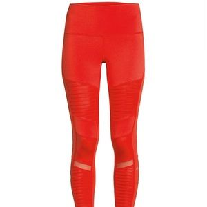 Alo High Waist Red Moto Leggings